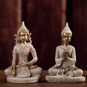 Buddha <span class=keywords><strong>Statue</strong></span> Meditating Seated Carving Figurine Resin Craft for Home Desktop Decoration Ornament - Product Image 4