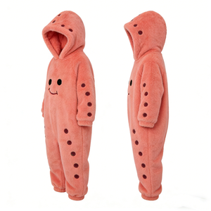 Mono de coralina súper suave personalizado para niños, pelele con capucha de pulpo para bebé con puntos bordados - Product Image 1