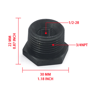 ตัวแปลงเกลียวกรองอลูมิเนียมสีดำ 1/2-28 เป็น 3/4NPT สำหรับงานกลึง CNC ปรับแต่งรถยนต์ รุ่น JXSS011C - Product Image 1