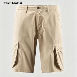 OEM ODM Men's <b>Tactical</b> Utility <b>Shorts</b> Khaki Color Straight Fit Reinforced Stitching - Product Image 5