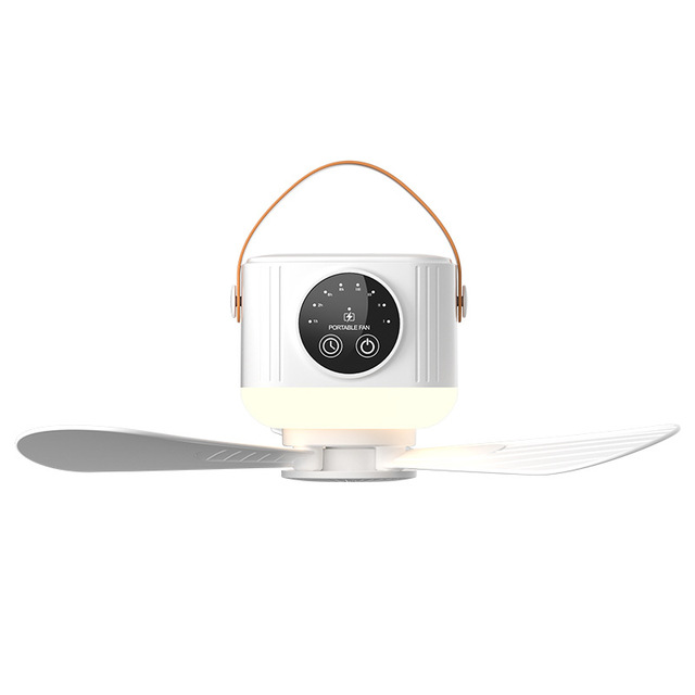USB Quiet Ceiling Fan with Remote Control Timer Night Light & Brushless Motor for Dormitory Outdoor Camping & Home Use