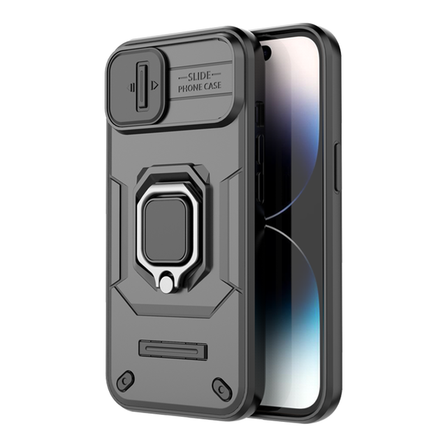 Ring Armor Camera Shield Lens Push Window Protector Phone Case for iPhone 15 14 13 Pro Max OPPO REALME C67 4G Shockproof Case