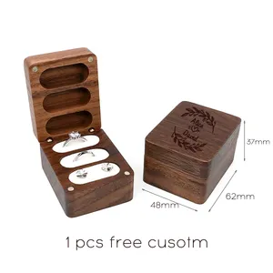 Boîte à bagues <span class=keywords><strong>en</strong></span> <span class=keywords><strong>bois</strong></span> de noyer avec logo personnalisé gratuit, présentoir à <span class=keywords><strong>bijoux</strong></span> pour proposition, fiançailles, mariage, anniversaire, conception gravée - Product Image 5