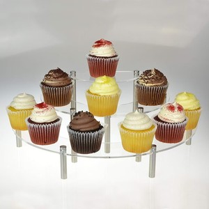 Bolo <span class=keywords><strong>Display</strong></span> Stand Sobremesa Casamento Snack <span class=keywords><strong>Rack</strong></span> Cupcake Titular Semicircular Festa Transparente Servir Platter Acrílico 3 Tiers - Product Image 1