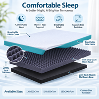 Surmatelas Mousse 7cm Respirant Vague Plat Multi Tailles Housse Amovible Zip Rouleau Comprimé OEM ODM
