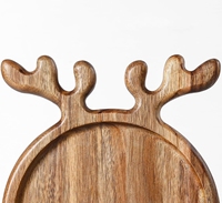 Hertengewei Acacia Hout Serveerschaal Rond Houten Dienblad Display Bord Charcuterie Board Voor Kaas Fruit Kerstcadeau