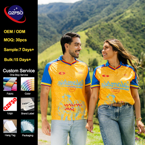 QZFSO Custom V-Neck Sublimation Vintage South American Style Football Shirt Raglan Sleeve Dry Fit Teamwear Retro Soccer Jersey - Product Image 1