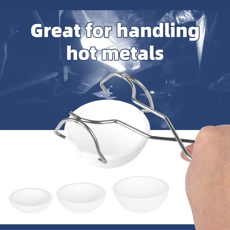 Ohulelks 4 Pièces Bol à Creuset en Céramique à Quartz pour Faire Fondre, L'Argent, le Cuivre, le Fouet, les Pinces, le Manche et 20 G de Borax Ohulelks 4 Pièces Bol à Creuset en Céramique à Quartz pour Faire Fondre, L'Argent, le Cuivre, le Fouet, les Pinces, le Manche et 20 G de Borax
