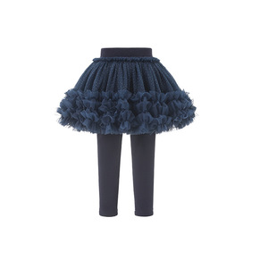 Pantaloni Casual foderati in pile da ragazza autunno inverno nuova gonna TUTU a due pezzi spessa pantaloni lunghi <span class=keywords><strong>Leggings</strong></span> per bambini - Product Image 1