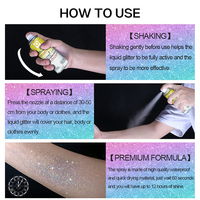 Spray à paillettes pour le corps et les cheveux de marque privée organique Poudre fixatrice brillante pour cheveux Tissu brillant pour vêtements personnalisable