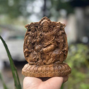 Estatua de Buda de Madera Hecha a Mano, Escultura de Buda de Madera Natural Tallada a Mano, Decoración para Templo Budista, Regalo de Meditación - Product Image 1