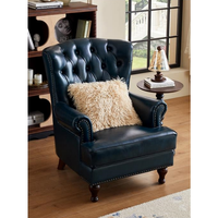 Canapé sectionnel rétro français d'inspiration luxueuse, en bois massif, avec coussin de siège en cuir véritable, confortable, durable, élégant, pour salon