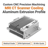 Profilé d'extrusion en aluminium de qualité médicale pour refroidissement de scanner IRM/TC, usinage CNC de précision sur mesure