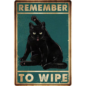 Letrero Decorativo de Pared Retro Vintage con Diseño de Gato, Letrero de Baño de 8x12 Pulgadas para Colgar en Casa, Cafetería u Oficina - Product Image 2