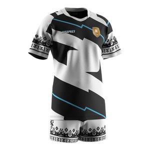 Camiseta Deportiva con Cuello en V para Hombre, Sublimada, para Gimnasio, Ropa Deportiva, Jersey de Rugby de Moda OEM, Conjunto de Camiseta y Pantalones Cortos - Product Image 3