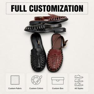 Birotzxiues <span class=keywords><strong>Sandales</strong></span> de pêcheur tissées en cuir véritable Huarache, à bride réglable, unisexe, pour l'été et la plage, taille européenne 36-44 - Product Image 3