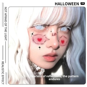 Nuevas pegatinas de transferencia facial de <span class=keywords><strong>terror</strong></span> para Halloween, tatuajes temporales desechables, impermeables, resistentes al sudor, fáciles de quitar, cosméticos - Product Image 3