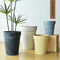 Pot de fleurs et de plantes vintage simple extra large, sur pied, pour intérieur et extérieur, à texture ciment, profond et haut, pour jardin et maison.