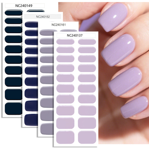 Kendinden yapışkanlı düz renk yapay sahte tırnak basın tırnak süslemeleri UV jel tırnak çıkartmalar - Product Image 1