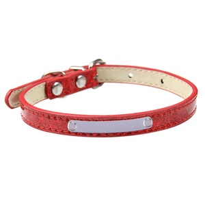 Collar de perro de PU brillante de MOQ bajo con logotipo personalizado Collares de cuello de gato de patrón sólido en tamaños XL <span class=keywords><strong>XXL</strong></span> Nombre de identificación grabado - Product Image 4