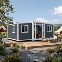 Cabane de glamping préfabriquée de luxe, aménagement flexible, isolation thermique ignifuge, maison modulaire extensible en conteneur