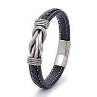 YL 2025 mode marron noir infini noeud cuir Bracelet Bracelet en acier inoxydable fermoir magnétique Bracelet en cuir tressé