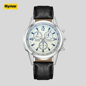 Myriver jam tangan kuarsa untuk pria, arloji Stainless Steel mewah bisnis Geneva Modern klasik dengan Dial bulat untuk pria