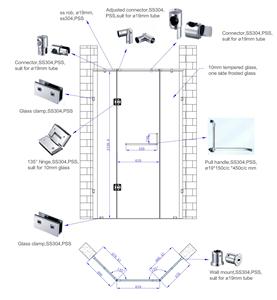 Puerta de ducha de esquina de acero inoxidable, puerta de ducha de vidrio templado de 8mm y 10mm - Product Image 4