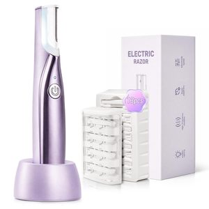 Herramienta Eléctrica Sónica Recargable para Dermaplaning, Elimina el Vello Superfluo, con LED Integrado, Ángulo de 45 Grados, Base de Carga y Cuchillas de Repuesto - Product Image 1