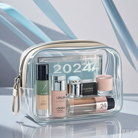 Trousse de toilette de bain de fitness transparente en PVC personnalisable avec poignée à fermeture à glissière étui cosmétique pour femmes couleurs holographiques