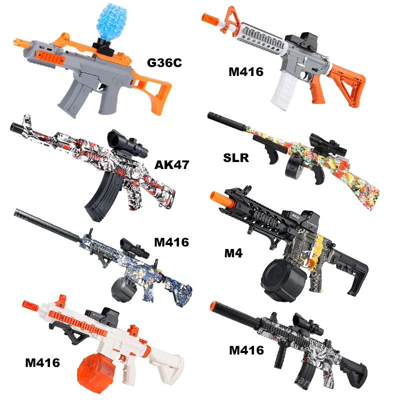 Zhorya outdoor electric mp5 akm ak47 m4 water pellet blaster bead crystal bullet gel splatter ball blaster surge gel splat gun