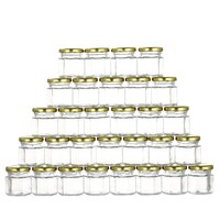 Pot à miel en verre transparent simple, pot à miel rond scellé pour la maison, pot à confiture, bouteille vide hexagonale pour nid d'oiseau, pour portionnement
