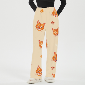 Fabbrica <span class=keywords><strong>gatto</strong></span> cartone animato più pantaloni del <span class=keywords><strong>pigiama</strong></span> in pile spesso per le donne bambini autunno inverno flanella casa indossare pantaloni - Product Image 2