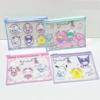 Meilleure vente mignon chat et chien conception 4 tailles PVC fermeture éclair grille sac de fichiers en gros Portable école papeterie livre sacs de rangement