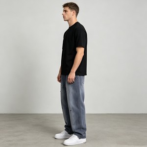 T-shirt homme en coton 100% tricoté, 350 g/m², coupe ample, impression puff, col rond. - Product Image 6