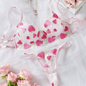 High Quality 2 Pieces Women Sexy Sleeping Lingerie Bridal Night See Through Embroidery Erotic Lingerie Sets for Women - Product Image 1