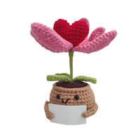 Tricoté à la main énergie positive vert plante en pot ornement crocheté Imitation fleur pomme de terre poupée tricoté fleurs artificielles