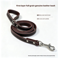 Leder-Hundeleine 100% Echtes Rindsleder Haustier-Gehleine Weiche Komfortable Welpenleine mit Drehverschluss Individuelles Logo