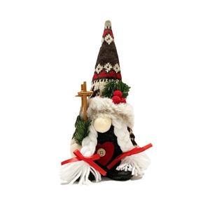 Muñeco de Peluche Rudolph Hecho a Mano con Gorro de Gnomo Tejido, Decoración Navideña Transfronteriza de 30 cm con Ramas de Pino - Product Image 5