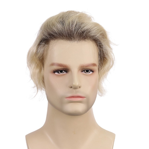 Unidad de cabello de encaje francés Dark Rooted Platinum-Blonde Man Hair System Tupés de encaje para sistema de reemplazo de cabello para hombres - Product Image 5