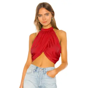 Tank Top Crop Top Seksi Wanita Hitam Merah Musim Panas 2020