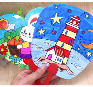 T002 billige leere DIY Farbe Graffiti Papier Fan Kunst Gemälde liefert für Kinder Spaß Graffiti Kunst Set Kinder Graffiti Zeichnung - Product Image 3
