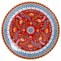 Omk Creative 2025 Nouvelle assiette plate en céramique peinte en rouge pour la maison, assiette à soupe, bol à riz, style moyen-oriental, assiette à dîner pour les fêtes