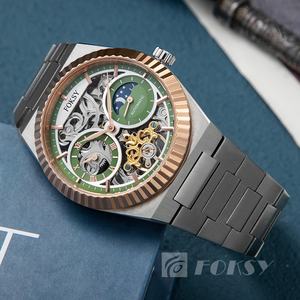 Reloj esqueleto de acero inoxidable de alta calidad, diseño de movimiento japonés, moda de lujo, logotipo personalizado, reloj mecánico automático para hombres - Product Image 4