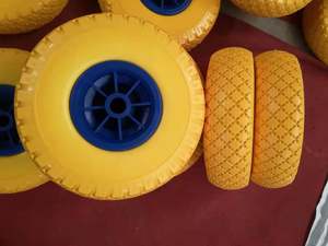 <span class=keywords><strong>Roue</strong></span> solide en PU Maxtop Factory 260x85mm, pneu anti-crevaison 300-4, roulement à billes, roues en mousse PU jaunes pour équipement de manutention - Product Image 2