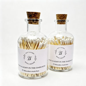 Fósforos de Segurança Longos e Sólidos de Madeira com Rolha de Cortiça em Garrafa de Vidro Transparente Personalizada para Velas Aromáticas e Banheiro - Product Image 5