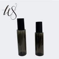 Bouteille en plastique PET ambré givré à épaules plates, entièrement noire, 100ml/120ml, forme cylindrique, pour sérum, shampoing, masque facial, avec pompe