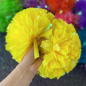 Pompons de cheerleading en <span class=keywords><strong>plastique</strong></span> et holographiques personnalisés en gros, pompons orange à streamers mélangés pour les équipes scolaires et de danse - Product Image 3