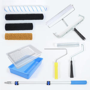 Ensemble d'outils de <span class=keywords><strong>peinture</strong></span> murale industrielle/bricolage, <span class=keywords><strong>rouleau</strong></span> de 6/9 pouces, brosse, couteau à mastic, plateau de protection en film, fabriqué en polyester et nylon durables, <span class=keywords><strong>nettoyage</strong></span> - Product Image 4