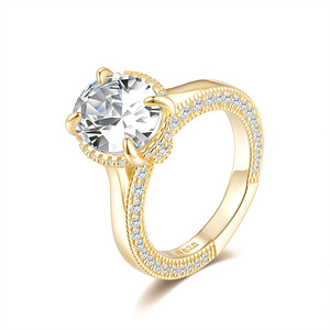 Bague en argent sterling S925 avec halo de moissanite, plaquée or bicolore, pour femme, fiançailles, luxe léger, mode, bague en argent - Product Image 1